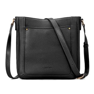 befen Black Genuine Leather Small Crossbody Bags for Women, Womens Cross Body Purse Shoulder Bag Handbags with RFID Blocking Card Slots for Daily & Travel