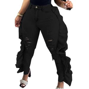 Jeans for Women Skinny High Waisted Classic Raw Hem Strentch Denim Pants, XL