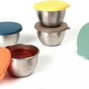 5x2.2oz Salad Dressing Containers With 6-Color Lids, Small Condiment Containers with Leakproof Silicone Lids, Reusable Stainless Steel Sauce Cups,For Lunch Boxes,Picnics,Meal Prep and Storage
