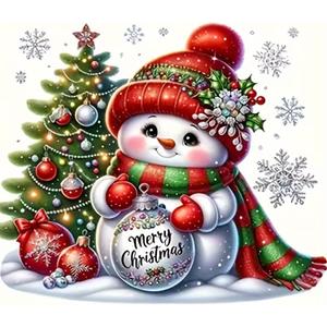 2 x BOHADIY 5D Christmas Diamond Painting Kits for Adults, Christmas Snowman Diamond Art Kits,Round Full Drill Dots Gem Crafts for Home Wall Decor Gifts 12x12 Inch