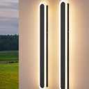 EDISHINE Upgraded 2 Pack 39.4" LED Outdoor Wall Light, Dimmable & 3 CCT, Linear Modern Exterior Lighting Fixtures, IP65 Waterproof, Oval Long Outside Wall Sconce for Garage, Porch