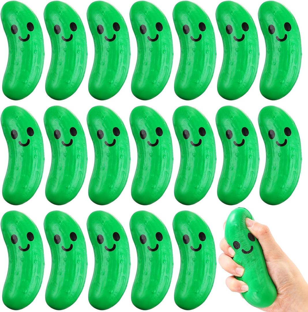 20 Pcs Food Stress Balls Funny Support Stress Balls Squeezable Foam Funny Mexican Festival Gifts for Employee Teacher Team (Pickle)