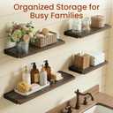 BAYKA Wall Shelves for Bathroom Decor, Floating Wall Shelves for Living Room Kitchen Storage, Mounted Rustic Wood Floating Shelves for Kids Books, Corner Shelf for Bedroom(Rustic Brown Set of 4)