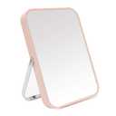 YEAKE Table Desk Vanity Makeup Mirror,8-Inch Portable Folding Mirror with Metal Stand 90Adjustable Rotation Tavel Make Up Mirror Hanging Bathroom for Shower Shaving(Pink)