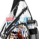 HULISEN Clear Sling Bag, Clear Bag Stadium Approved, Transparent Shoulder Crossbody Backpack Chest Casual Daypack (Black)