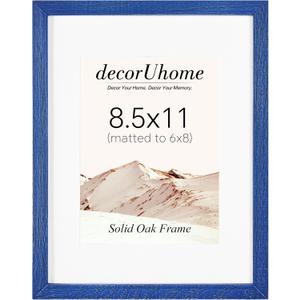 decorUhome Solid Oak Wood 8.5 by 11 Picture Frame Blue, 8.5x11
