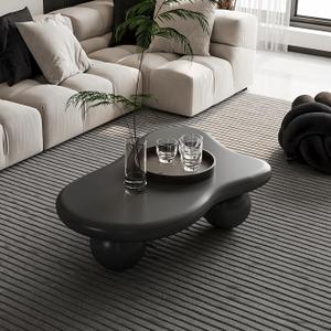 40 Inch Cloud Shaped Coffee Table with 3 Ball Legs, Modern Low Living Room Table, Unique Design (Black), 
Product Dimensions	26.8"D x 40"W x 11.7"H
Item Weight	30 pounds
