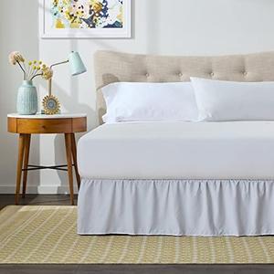 Linenspa 14 Inch Microfiber Ruffle Bed Skirt - Wrinkle and Fade Resistant - Machine Washable - Easy Use Ruffle Bed Skirt Cal King