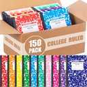 Fainne 150 Pack A5 Composition Notebooks Bulk Marble Cover Composition Notebooks College Notebooks Wide Ruled Notebooks for Students Classroom Office School Supplies(10 Color)