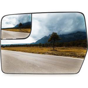 Left Driver Side Heated Mirror Glass Fits for Ford F-150 2011 2012 2013 2014 Blind Spot Convex Side View Replacement for BL3Z-17K707-E w/o Auto Dimming