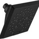 Delta 5-Setting Matte Black Shower Head with H2Okinetic Spray, 6 Inch Square Shower Head, Showerheads, 1.75 GPM Flow Rate, Matte Black 52664-BL