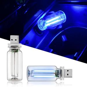 GSOWO 2PCS USB Lights for Car, Touch Adjustment Lights, Plug in USB Vehicle Interior Ambient Light, Mini LED Retro Bulb Glass Bottle Night Light for Camping, Holiday Decoration, Party, Bedroom (Blue)