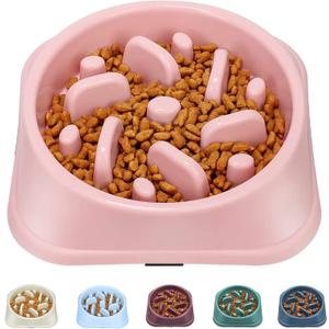 UPSKY Slow Feeder Small Dog Bowl - Anti-Slip Puzzle Bowl Feeder, Interactive Bloat Stop, Anti-Choking (pink)