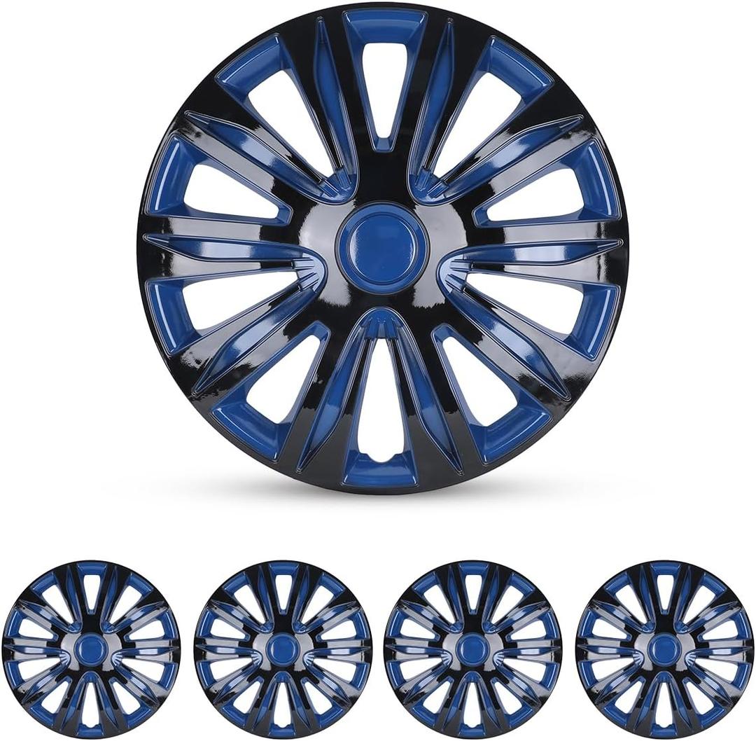 WOLFSTORM 4-Pack 15 Inches Wheel Rim Cover 15'' Hubcaps, Blue & Black | Redesign Fashion Style Replacement Hubcaps, Car Truck SUV Hub Accessories