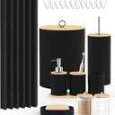 22Pcs Matte Black Bathroom Accessories Set Shower Curtain Decor Kit