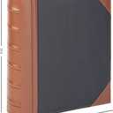 Executive Binder, English Leather 2 Tone with Stitching and Ribbed Spine, Heavy Duty 1.1/2 Inch 3 D-ring with Buster, Holds 350 8.5x 11 Sheets (Black)