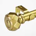 1 Inch Single Curtain Rods 36 to 72 Inches Adjustable Drapery Rods for Window width 24 to 68 Inches, Diamond Shaped Faceted Finials, Gold