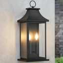 tewei 18'' Large Outdoor Wall Light, Porch Light Outdoor Wall Sconce Lantern, 2-Light Black Exterior Lighting Fixture Wall Mount, Outside Light for House Garage, 1-Pack