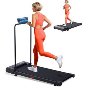 Walking Pad with Handle Bar, Compact Portable Walking Pad Treadmills for Home/Apartment with Handles,3.0HP Small Electric Treadmill for Small Space, 0.6-7.6MPH, 350LBS