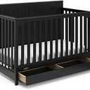 Graco Hadley 5-in-1 Convertible Crib with Drawer, Black | GREENGUARD Gold Certified, Fits Standard Crib Mattress, Converts to Toddler Bed, Daybed and Full Bed, Crib with Storage