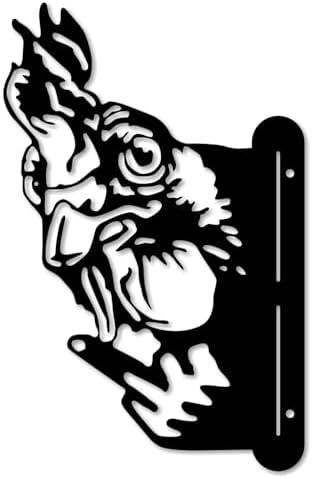 Funny Chicken Wall Art - Rustproof Metal Sculpture for Outdoor Garden & Patio Decor, Wilderness Theme Novelty Gift