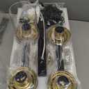 XvmBvm 6-Light Kitchen Island Lighting, Dining Room Lights Modern Farmhouse Chandelier with Clear Glass Shade, Modern Rustic Black and Gold Metal Chandelier, Kitchen Pendant Light Fixtures Over Table