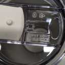 stainless steel body and a white base