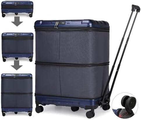 Hlrmsat 32Inch Expandable Travel Duffel Bag,Foldable Luggafe with Telescoping Handle,Carry on Suitcase with 3 Size and Removeable Wheels,Large Rolling Duffle Bag for Men Women (Black)