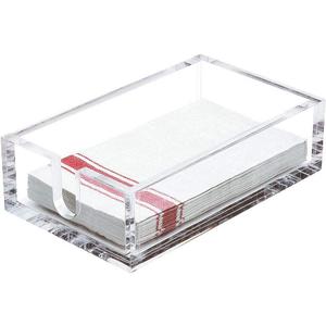 IEEK Acrylic Guest Towel Napkin Holder,Clear Bathroom Paper Hand Towels Storage Tray Modern Buffet Napkin Caddy,Fancy Flat Napkin Holders For Kitchen or Dining Room,9x5.5x2.5 Inch,Pack of 1
