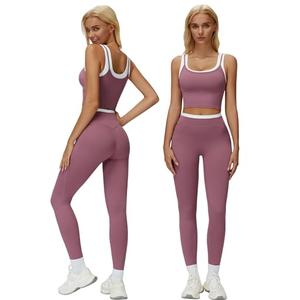 1 Piece Workout Sets for Women Racerback Color Block Tank Top Matching High Waist Tummy Control Leggings Clothes Womens ONE Piece Athletic Set Gym Wear Active Yoga Outfits U Back Purple L