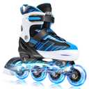 ECOO Adjustable Inline Skates Boys and Girls with Light up Wheelsï¼ŒRoller Skates for Kids Ages 4-12, Teen Skates for Beginner Outdoor and Indoor (Blue, Medium-Big Kids（13j-3 US）)