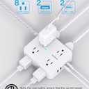 Surge Protector Power Strip - HANYCONY 8 Outlets 4 USB (2 USB C) Charging Ports, Multi Plug Outlet Extender, 5Ft Braided Extension Cord, Flat Plug Wall Mount Desk Charging Station for Home Office ETL (White)