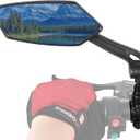 Bike Mirror Handlebar Mount 360 Adjustable Blue, Wide Rear View Mirror Bicycle Mirrors for Handlebars with Scratch Resistant Glass, Bike Rear View Mirror for Scooter, Motorcycle, Bike Accessory Left