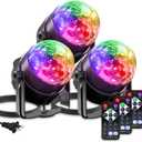 3-Pack Sound Activated Party Lights with Remote Control Dj Lighting, Disco Ball Light Projected Effect Dancing Lights, Strobe Lamp for Parties Supplies Birthday Christmas Bar KTV Decorations (LED)
