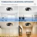 13" Small Ceiling Fan with Light with Remote Low Profile Flush Mount Fandalier LED Fan Light with App,Modern Ceiling Fans for Bedroom Black