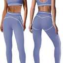 Nirovien Womens 2 Piece Workout Sets Athletic Yoga Sets Gym Outfits Butt Lifting Leggings and Sports Bra (Large, Lavender Purple)