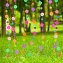 Outus 5 Pieces Colorful Dots Paper Garland Easter Decor Round Glitter Hanging Confetti Streamers Backdrop for Spring Birthday Classroom Halloween Trunk or Treat Car Decoration (Rainbow)