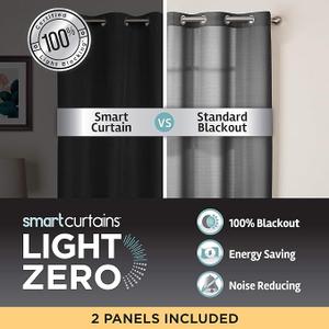 Zenna Home 100% Blackout Window Curtain, Jamie Room Darkening (1 Panel), 50 inches x 84 inches, Black