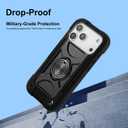 MARKILL Compatible with iPhone 17 Pro Case 6.3 Inch with Ring Stand, Military Grade Drop Protection Full Body Rugged Heavy Duty Case 3 in 1 Protective Durable Cover Black