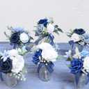 Marriwise Set of 6 Navy Blue Assorted Wedding Flower Centerpieces Pre-Made Mini Bridesmaid Bouquets Artificial Floral Rose Table Decor for Outdoor Beach Wedding Decorations Shower Home Decor