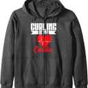 Curling Is My Cardio Curling Zip Hoodie, Size M, Color: Dark Heather Grey