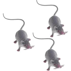 3Pcs Plastic Halloween Rat, Realistic Fake Mouse for Party Decorations, Creepy Prank Props, Spooky April Fool's Day Trick, Lifelike Mice Figures for Party and Haunted House Decor, Decorations (Grey)