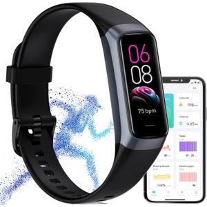 Fitness Tracker,2026 Smart Watch with Blood Pressure Heart Rate & Sleep Monitor IP67 Waterproof Step Calorie Counter Pedometer Fitness Activity Health Watch for Android iOS Phone Men Women Black