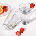 Amyoole Drinking Glasses Set of 8,16oz Clear Highball Water Glasses, Stackable Lead-Free Hammered Glass Cups, Kitchen Drinkware Glassware for Cocktail, Beer, Juice, Iced Tea, Margaritas and Mixed Drinks
