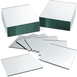 Bright Creations Square Mirror Tiles - 4 in, Silver, Pack of 50 - for Crafts & Table Centerpieces - Mirror Mosaic Tiles
