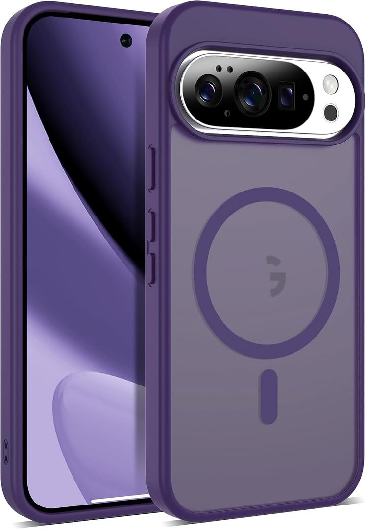 2 x Compatible with Google Pixel 10 Case & Google Pixel 10 Pro Case with Magnetic [Compatible with Mag-Safe] Slim Translucent Matte Phone Cases with Anti-Fingerprint Tech, Purple