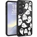 LUMARKE for Galaxy S21 Case with Enhanced Camera Lens Protection, Translucent Matte Acrylic Phone Cover - Aesthetic Floral Design for Women Girls - Cute Ghost