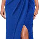 VFSHOW Womens 2024 Sexy Formal Prom Ruched High Slit Bead Spaghetti Strap Sweetheart Neck Evening Gown Glitter Silm Fit Bodycon Maxi Dress (Royal Blue, Medium) 11523 LBLU M