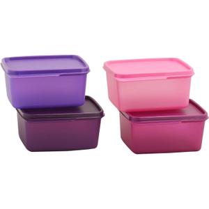 Tupperware Keep Tab Plastic Container Set, 500Ml, Set Of 4, Multicolour Tupperware Keep Tab Plastic Container Set, 500Ml, Set Of 4, Multicolour