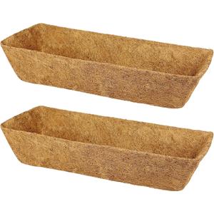 2 Pack 24 Inch Window Box Liners Coco Liners for Planters Coconut Husk Plant Liners 100% Natural Coconut Liners for Planters Coco Coir Liner for Hanging Basket Flowers